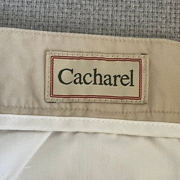 CACHAREL Beige Double Zip Off Trousers High Rise Cargo 100% Cotton Size 38 Flaws - Picture 6 of 16